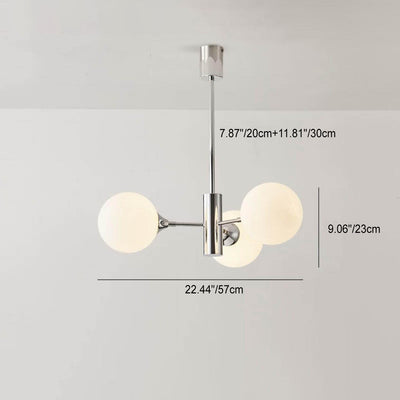 Modern Light Luxury White Round Ball Glass Iron 3/5/8-Light Chandelier