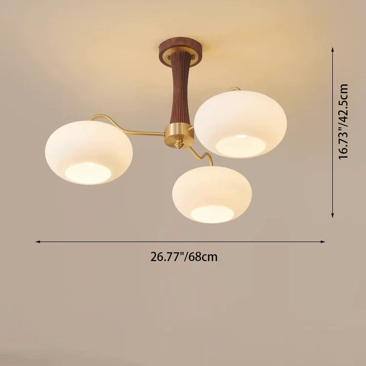Traditioneller Vintage-Kronleuchter mit Messingrahmen und Persimmon-Glasschirm, 3/5/8 Lichter, für Wohnzimmer 