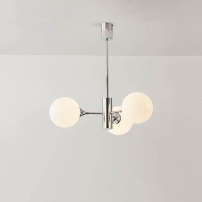 Modern Light Luxury White Round Ball Glass Iron 3/5/8-Light Chandelier