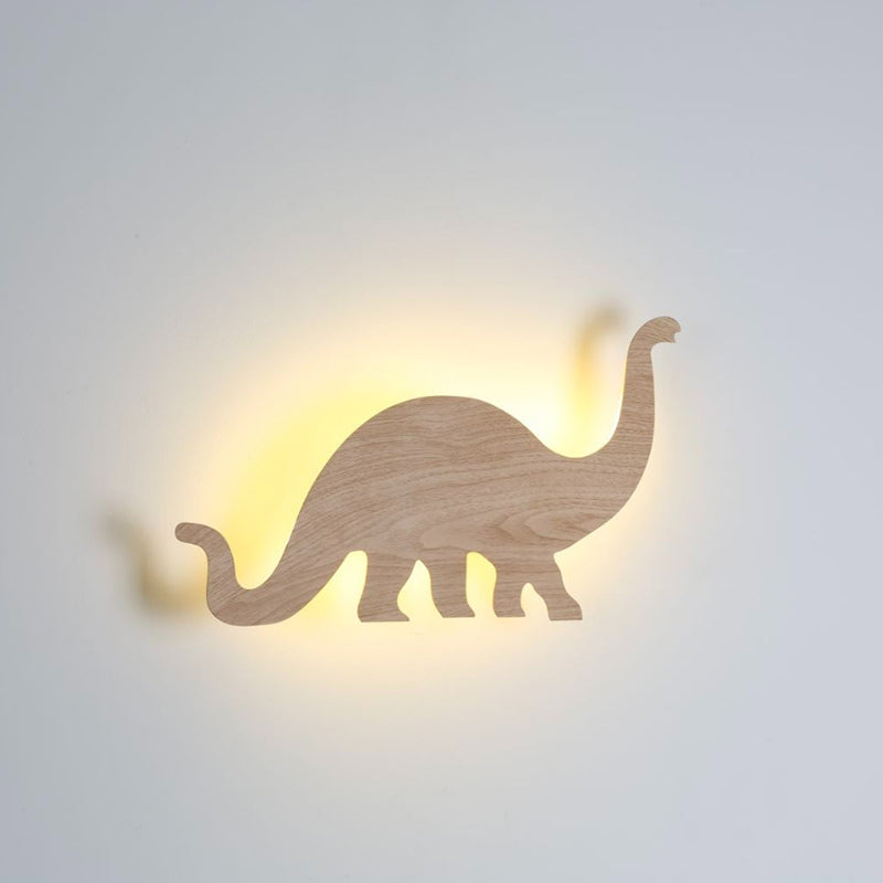 Zeitgenössische kreative Nachahmung Holzmaserung Dinosaurier Form LED Kinder Wandleuchte Lampe für Schlafzimmer 
