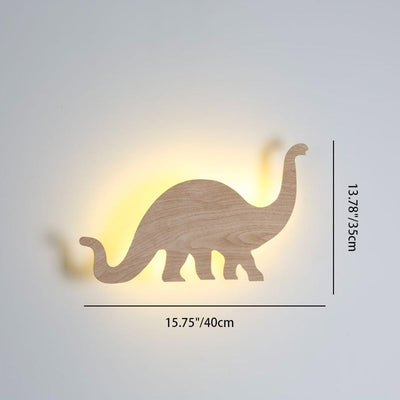 Contemporary Creative Imitation Wood Grain Dinosaur Shape LED Kid's Wall Sconce Lamp For Bedroom