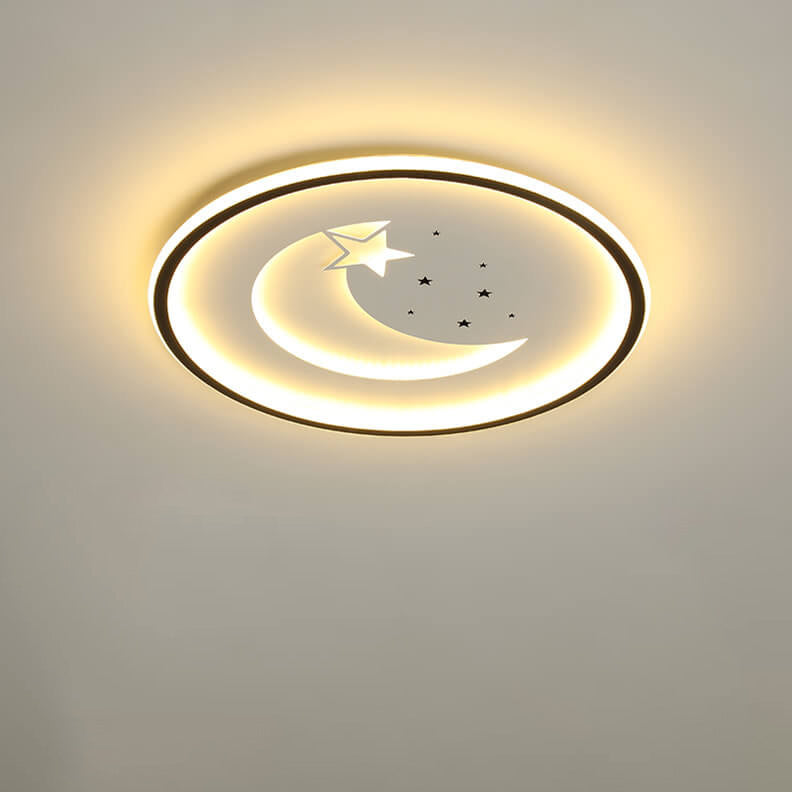 Nordic Minimalist Moon Circle Ring Slim LED Flush Mount Ceiling Light
