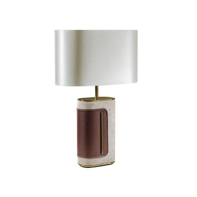 Lampe de table moderne de luxe en cuir et tissu à base de velours à 1 lumière 