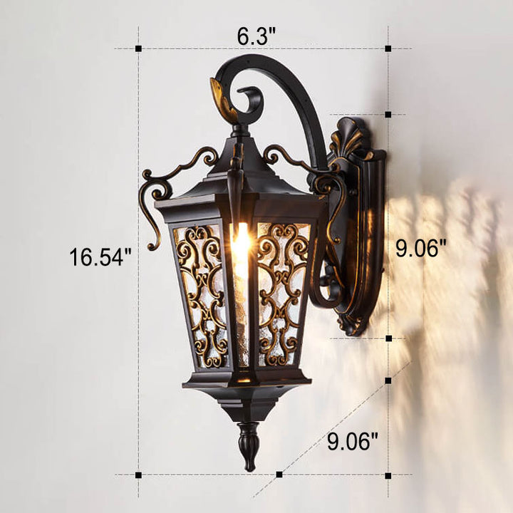 European Retro Iron Waterproof Outdoor Indoor 1-Light Wall Sconce Lamp