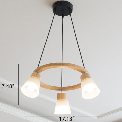 Nordic Minimalist Solid Wood Bird 3/5-Light Chandelier