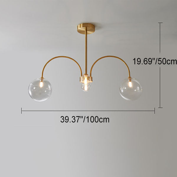 Modern Minimalist Glass Bubble Ball Brass 4/6/8 Light Chandelier