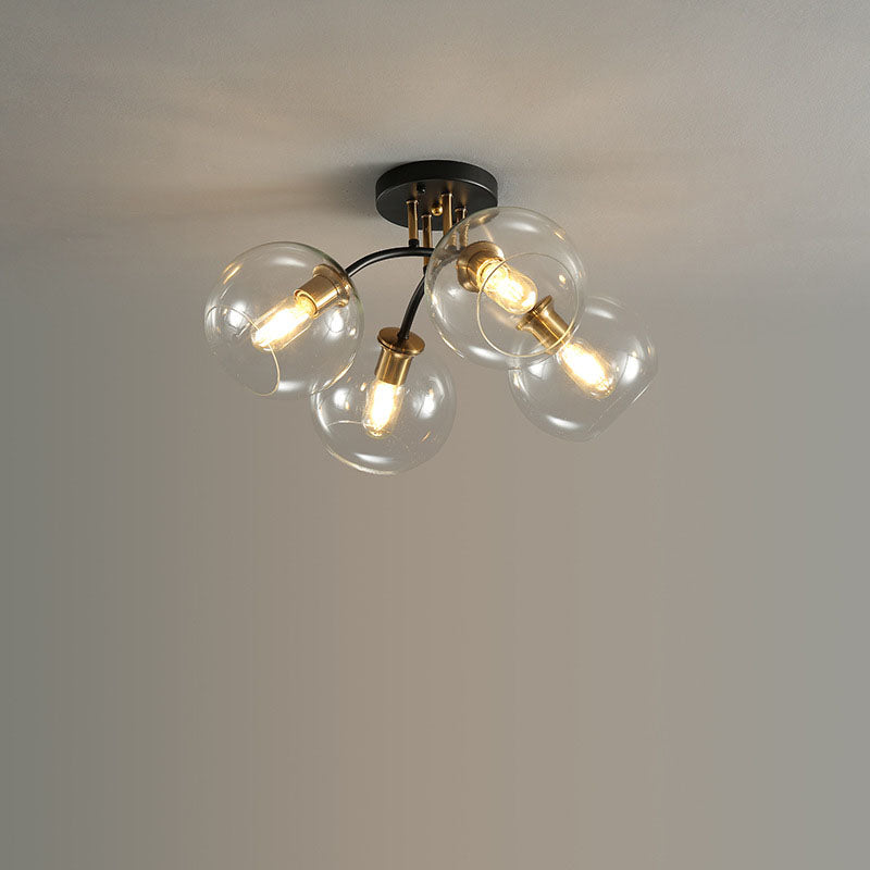 Plafonnier semi-encastré moderne en verre de luxe léger avec haricot magique rond 4/6/8 lumières 