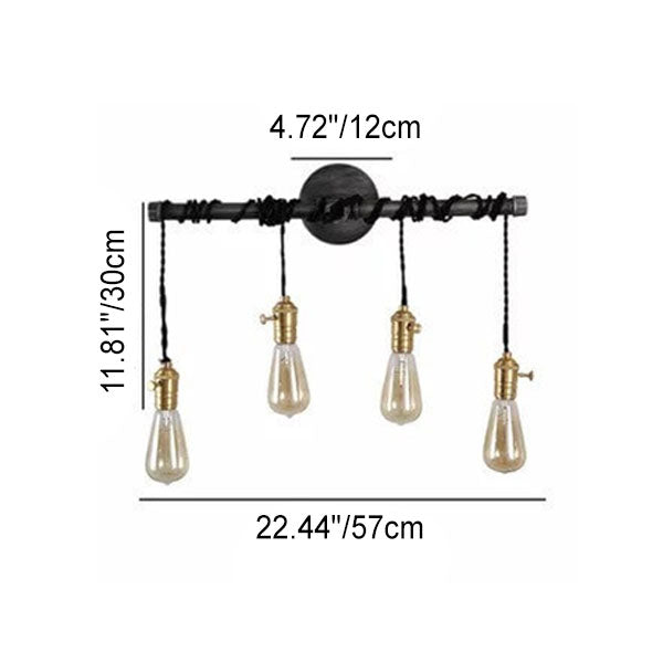 Industrial Vintage Water Pipes Strip Hanging  1/4 Light Wall Sconce Lamp