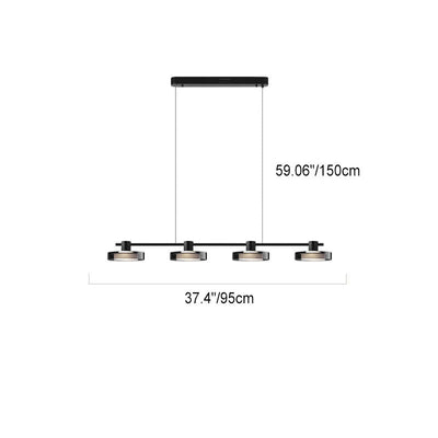 Nordic Minimalist Einfarbig Schwarz Edelstahl Acrylglas LED Insel Licht Kronleuchter 