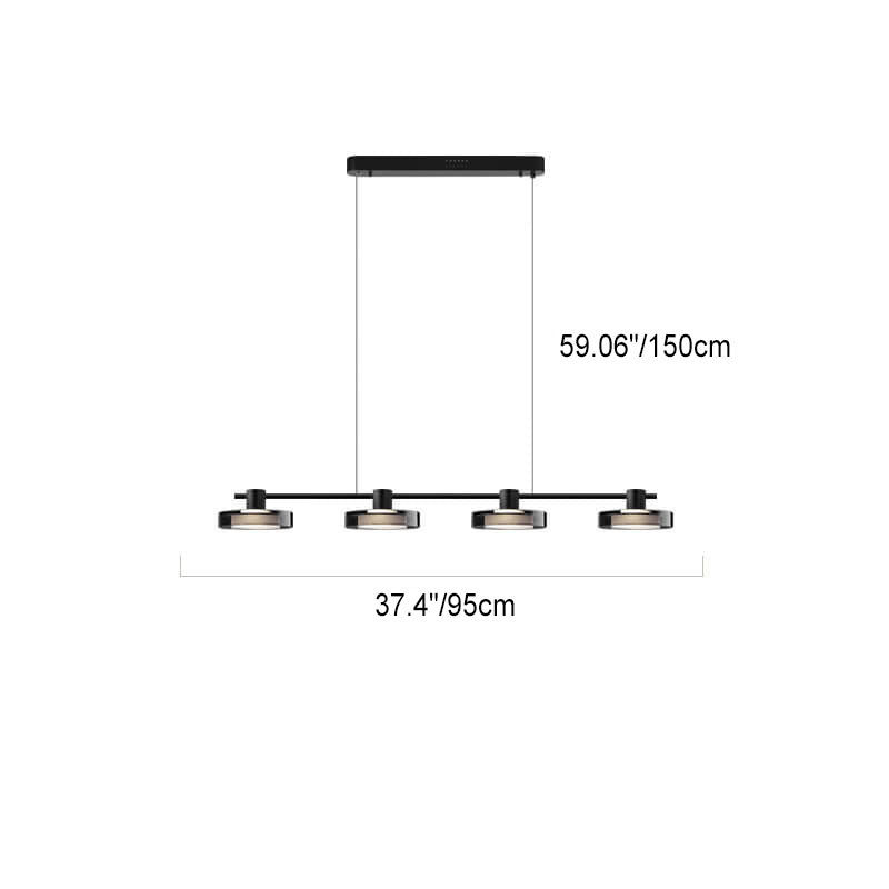 Nordic Minimalist Einfarbig Schwarz Edelstahl Acrylglas LED Insel Licht Kronleuchter 