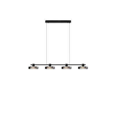 Nordic Minimalist Solid Color Black Stainless Steel Acrylic Glass LED Island Light Chandelier