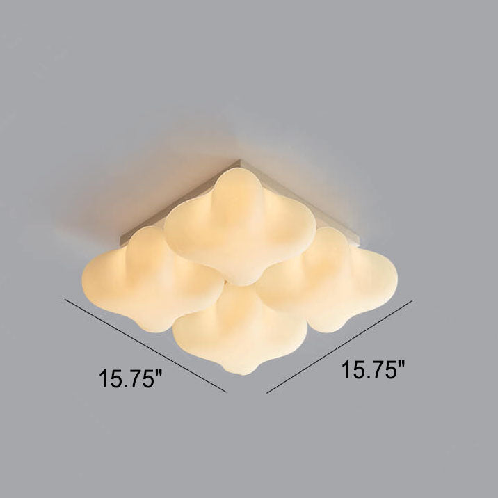 Modern Minimalist Square Stereo Milk White Acrylic Iron LED Flush Mount Ceiling Light