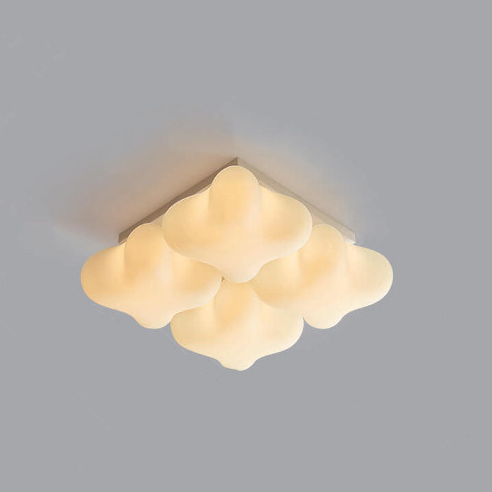 Modern Minimalist Square Stereo Milk White Acrylic Iron LED Flush Mount Ceiling Light
