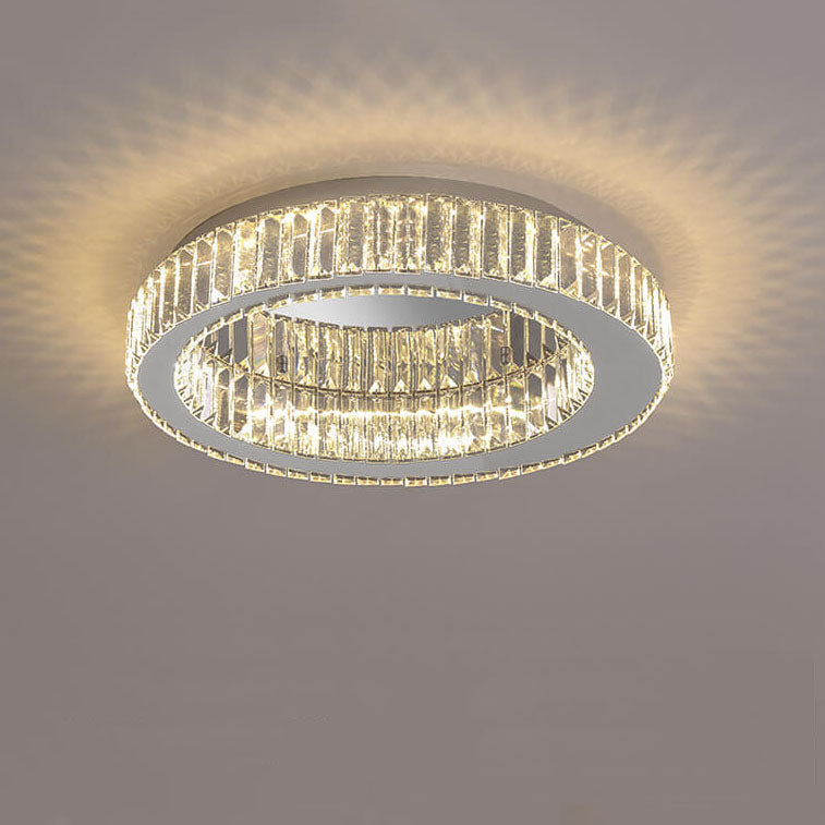 Éclairage de plafond LED en cristal moderne rond à montage affleurant 