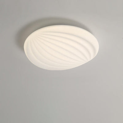 Modern Minimalist Milk White Acrylic Striped Round LED Flush Mount Ceiling Light