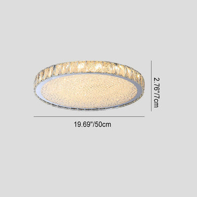 Modern Light Luxury Crystal Square Round Stainless Steel LED Flush Mount Ceiling Light