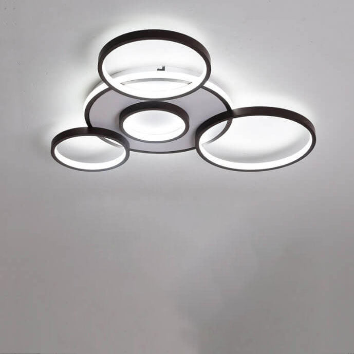 Moderne minimalistische runde Kombinations-Hardware-Eisen-LED-Deckenleuchte zur flachen Montage für das Wohnzimmer 