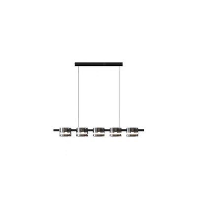 Moderner, minimalistischer LED-Kronleuchter aus Glas mit zylindrischem Lampenschirm 