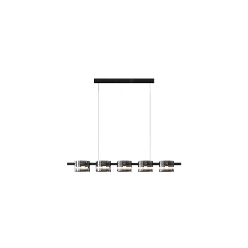 Modern Minimalist Glass Cylindrical Shade Bar LED Chandelier