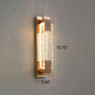 Light Luxury Gold Bubble Crystal Rectangular LED Wall Sconce Lamp