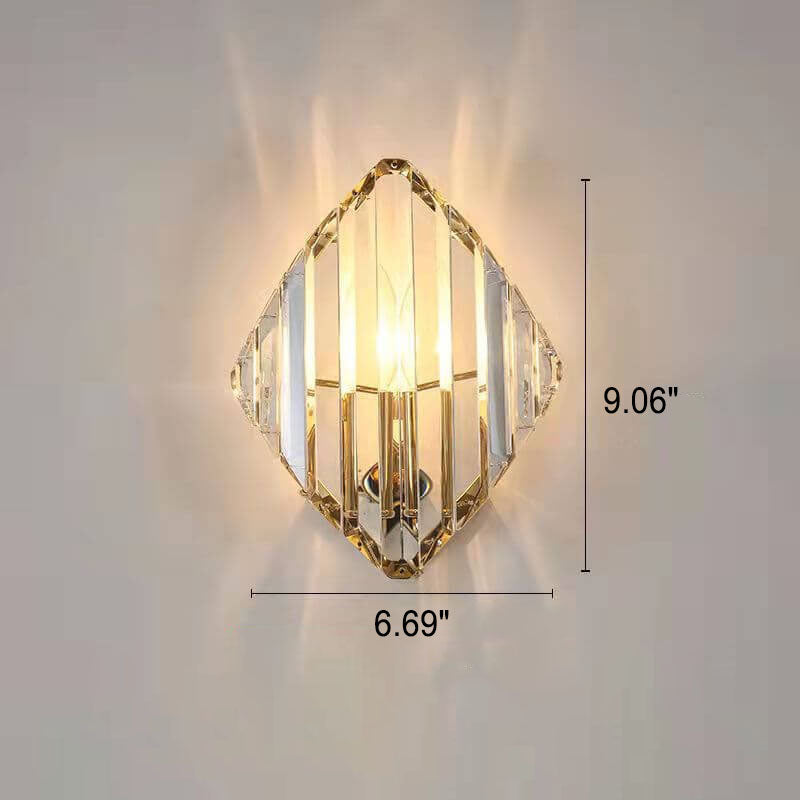 Modern Light Luxury Crystal Triangle Geometry 1/2/3 Light Wall Sconce Lamp