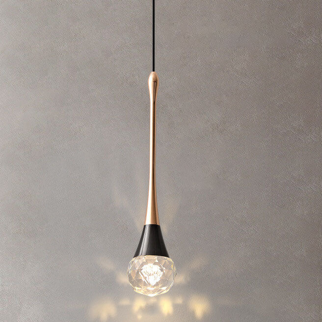 Light Luxury Minimalist Crystal Hardware Pillar LED Pendant Light
