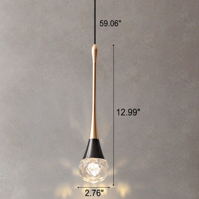 Light Luxury Minimalist Crystal Hardware Pillar LED Pendant Light