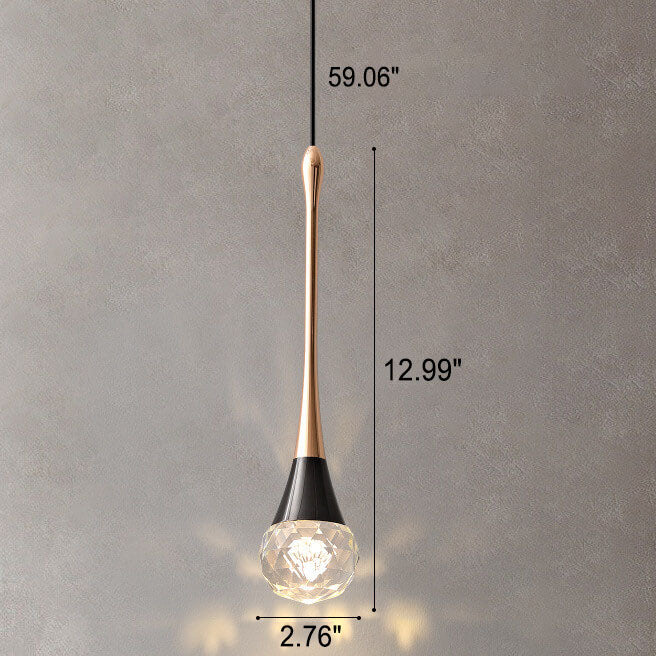 Light Luxury Minimalist Crystal Hardware Pillar LED Pendant Light