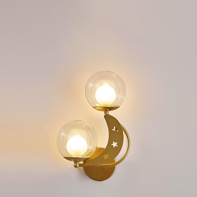 Nordischer kreativer Glaskugel-Lampenschirm-Mond-Stern-Dekorationsentwurf 2-Licht-Wandleuchte-Lampe 