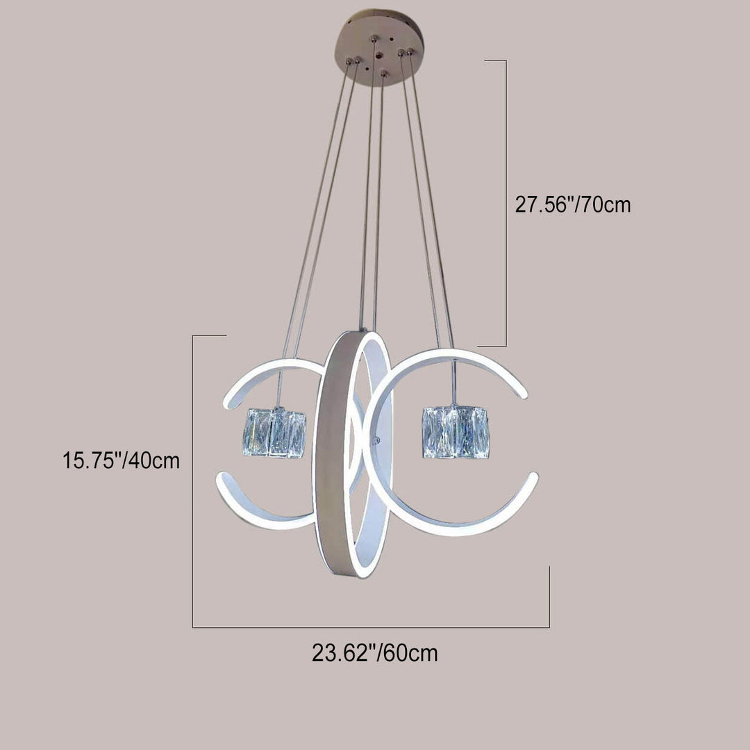 Moderner minimalistischer Kronleuchter aus Eisen und Aluminium mit LED-Ring 