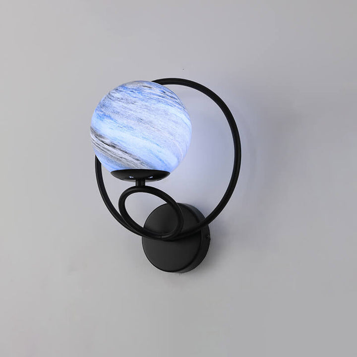 Nordic Creative Circle Planet Glass Iron Applique Murale 1 Lumière 