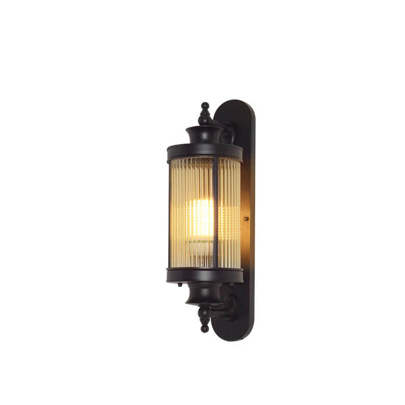 Modern Chinese Cylindrical Glass Iron Outdoor Waterproof 1-Light Wall Sconce Lamp