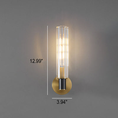 Modern Luxury Glass Cylinder Brass 1/2 Light Wall Sconce Lamp