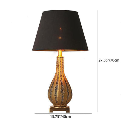 Traditional Vintage Vase Base Trapezoidal Ceramic Fabric 1-Light Table Lamp For Bedroom