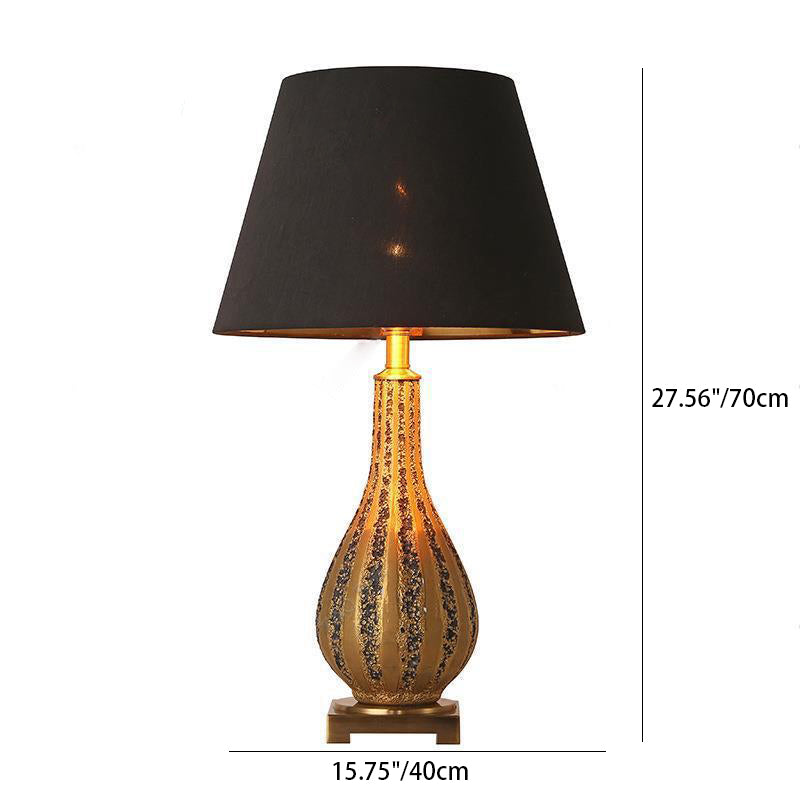 Traditional Vintage Vase Base Trapezoidal Ceramic Fabric 1-Light Table Lamp For Bedroom