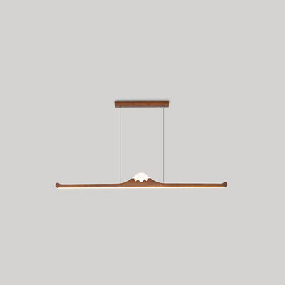 Nordic Retro Schwarz Walnuss Massivholz Langstreifen LED Insel Licht Kronleuchter 