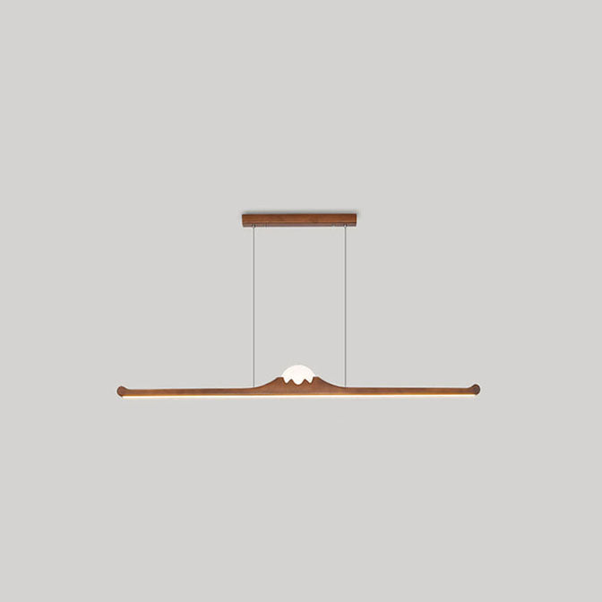 Nordic Retro Schwarz Walnuss Massivholz Langstreifen LED Insel Licht Kronleuchter 