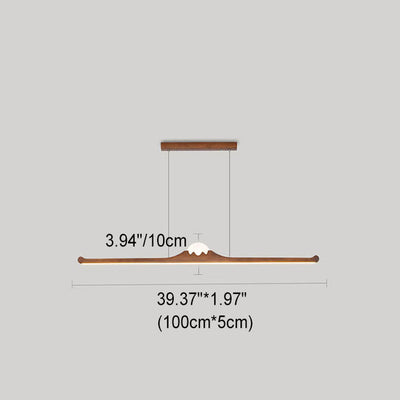 Nordic Retro Schwarz Walnuss Massivholz Langstreifen LED Insel Licht Kronleuchter 