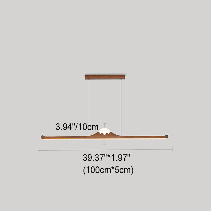 Nordic Retro Schwarz Walnuss Massivholz Langstreifen LED Insel Licht Kronleuchter 