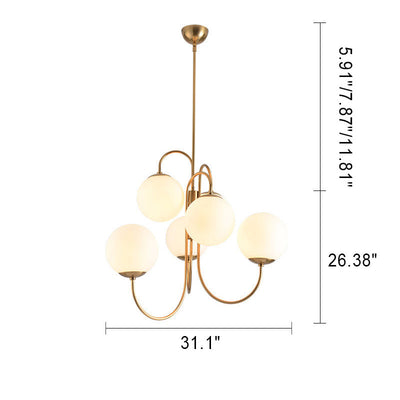 Nordic Light Luxury Minimal 6-Light Iron Glass Chandelier