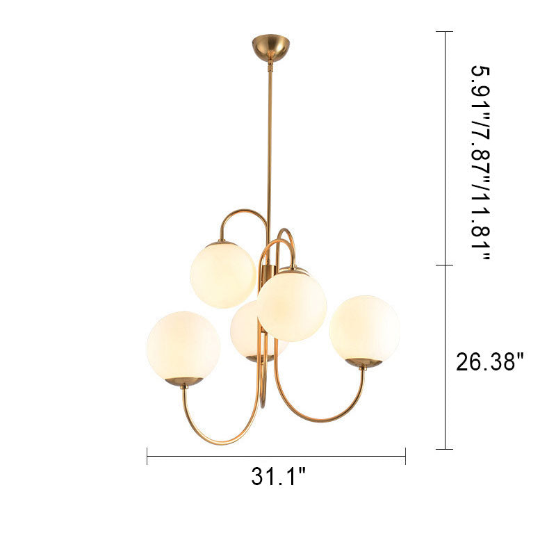 Nordic Light Luxury Minimaler 6-Licht-Eisenglas-Kronleuchter 