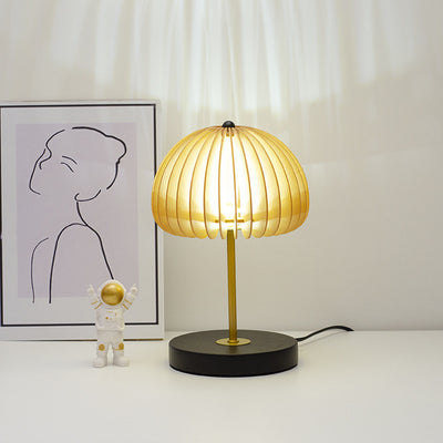 Modern Zen Wood Dome Shade LED Table Lamp