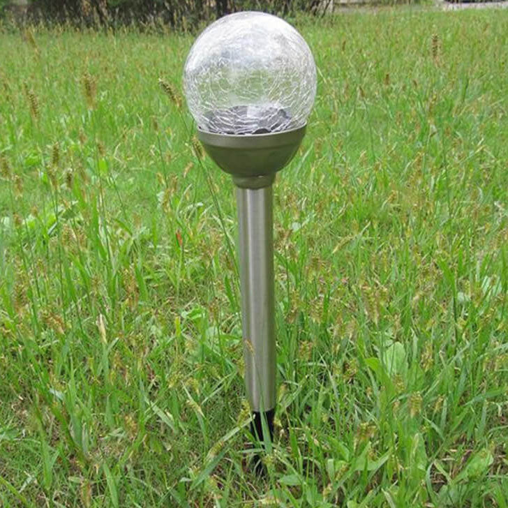 Modern Stainless Steel Glass Solar Outdoor Lawn LED Garden Ground Insert Landscape Light