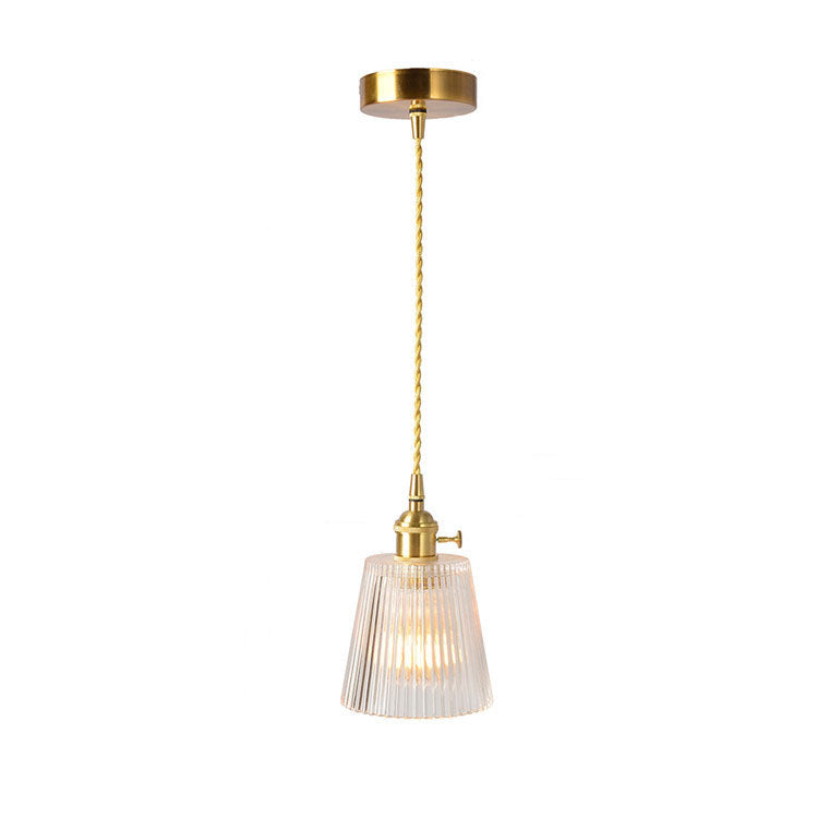 Japanese Vintage Brass Glass 1-Light Pendant Light