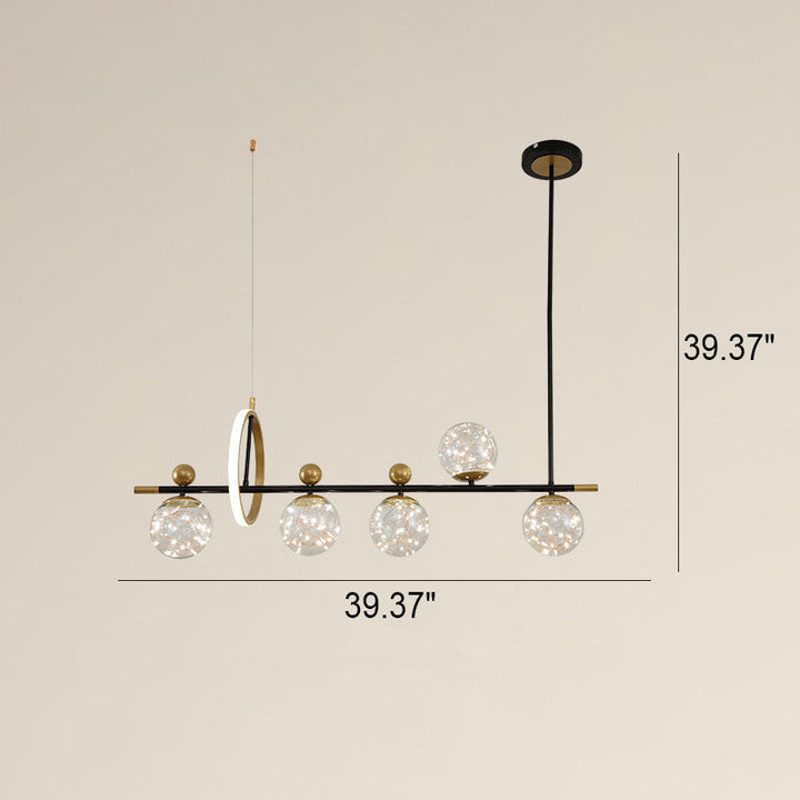 Nordic Light Luxury Round Ball Iron Glass LED Chandelier