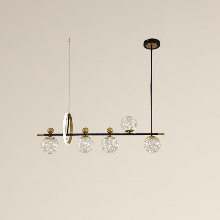 Nordic Light Luxury Round Ball Iron Glass LED Chandelier