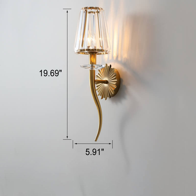 European Light Luxury Hardware Glass 1-Light Wall Sconce Lamp