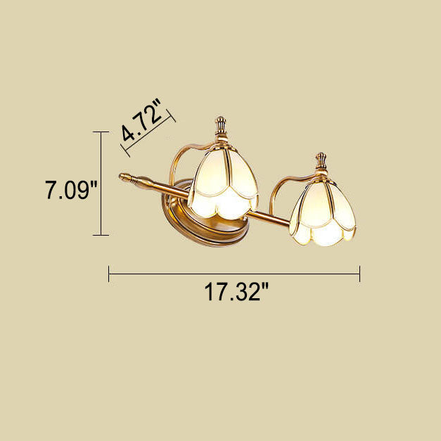 Europäische Retro-Luxus-Eisen-Kupfer-Glas-LED-Waschtischleuchte Wandleuchte 
