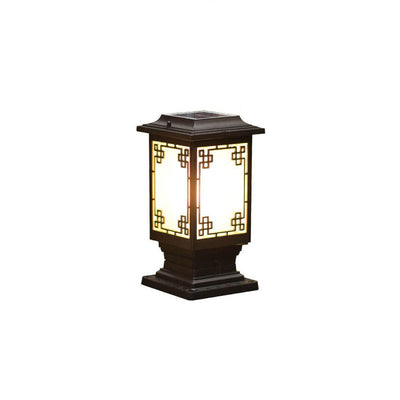 Solar Chinesisches Fenster Quadrat Post Head 1-Licht Wasserdichte Garten Landschaft Licht 