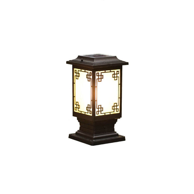Solar Chinesisches Fenster Quadrat Post Head 1-Licht Wasserdichte Garten Landschaft Licht 